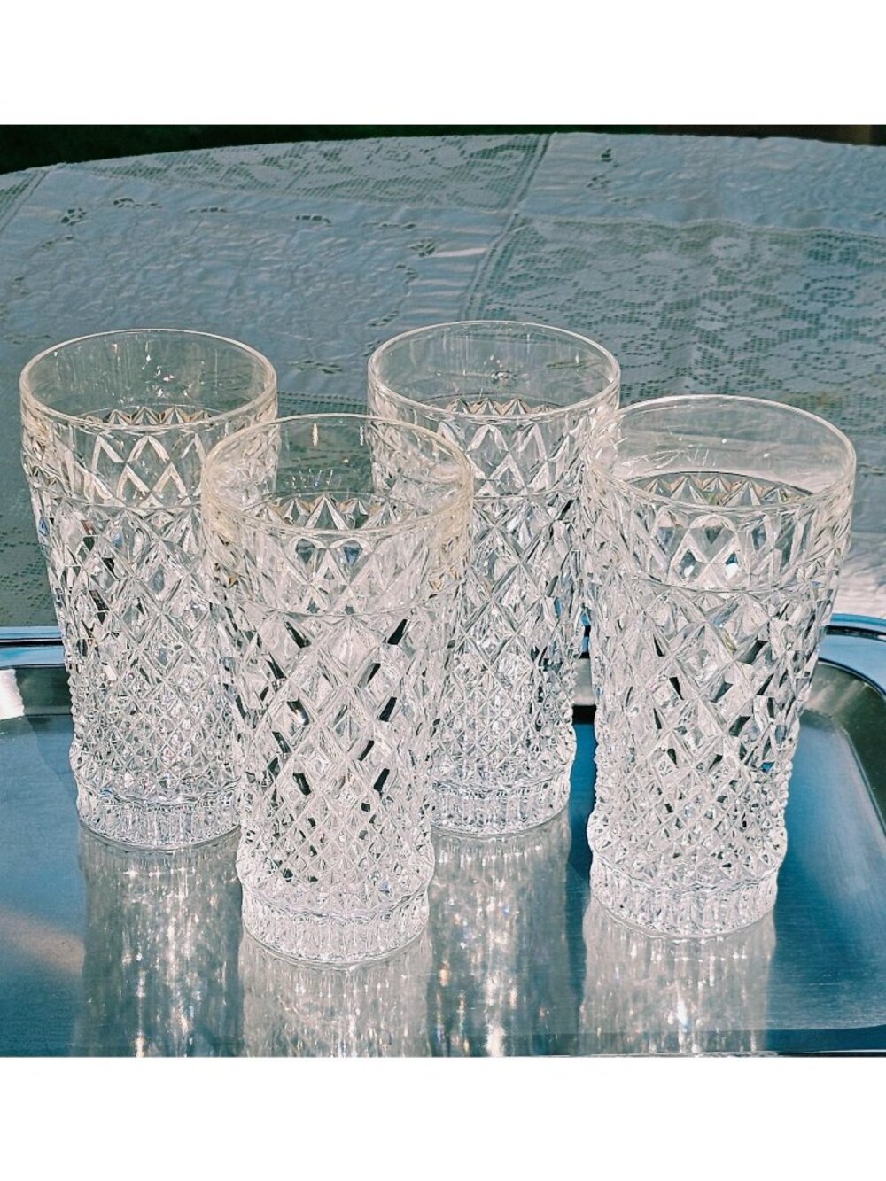 Christopher Stuart Regency Highball Glasses vintage Crystal 6" set of 4